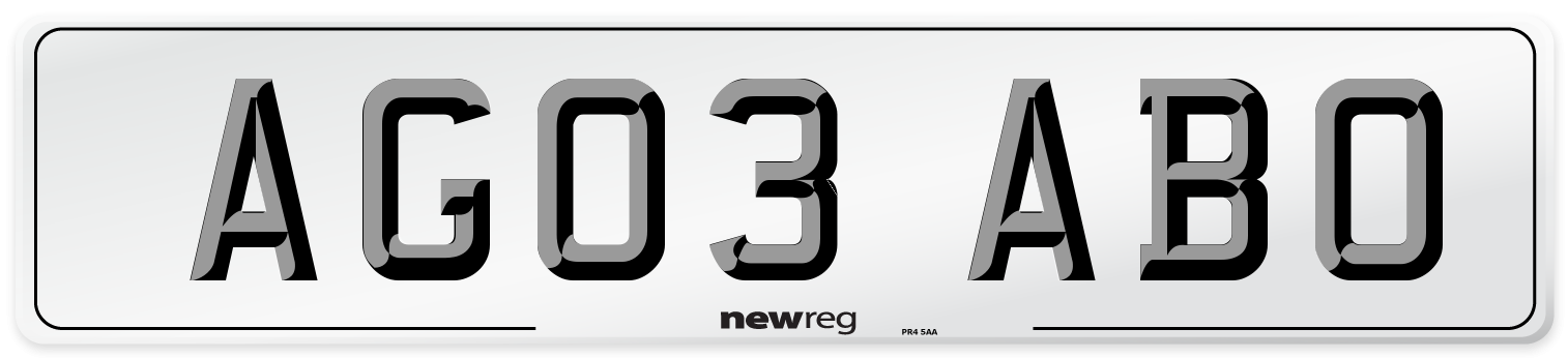 AG03 ABO Number Plate from New Reg